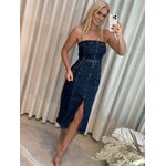 Vestido Jeans Midi Tomara que Caia com Cinto