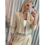 Blazer Manga Longa Cropped Alfaiataria Bege