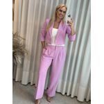 Calça Reta Alfaiataria com Pregas Lilas