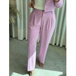 Calça Reta Alfaiataria com Pregas Lilas