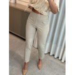 Calça Morena Rosa Slim Alfaiataria Cós Alto Com Transpasse Bege