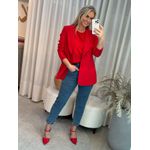 Blazer Alfaiataria Clássico com Abotoamento Duplo Vermelho