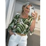 Blusa Manga 3/4 em Viscose com Amarração Leaf