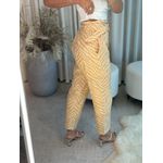 Calça Reta em Linho Estampada com Cinto