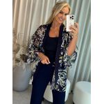 Kimono Maria.Valentina Alongado Com Faixa Azul Marinho