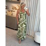 Vestido com Alças Longo em Viscose Leaf 