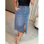 Saia Morena Rosa Longa Reta Abertura Frente Jeans