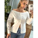 Camisa Manga Longa Ombro a Ombro com Alça Branco