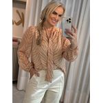 Blusa Manga Bufante em Chiffon com Estampa Zebra