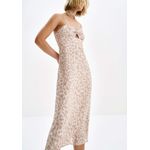 Vestido Midi Estampado com Recorte Busto Onça