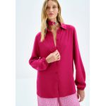 Camisa Manga Longa Bufante em Tecido Plano Rosa