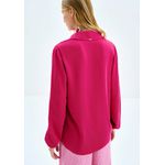 Camisa Manga Longa Bufante em Tecido Plano Rosa
