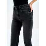 Calça Jeans Cigarrete Preta Cropped Cintura Alta