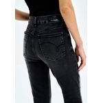 Calça Jeans Cigarrete Preta Cropped Cintura Alta