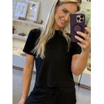 Blusa Youbasic em Viscose Decote Redondo Preto 