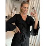 Blusa Com Babados 100% Linho Italiano Preto