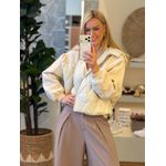 Jaqueta Lez a Lez Acolchoada Puffer De Gola Alta Com Capuz Bege 0403