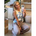 Regata Lez a Lez Estampada Em Tecido Leve Azul 0611 