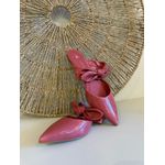 Mule Flat Knot Couro Verniz Rosa 