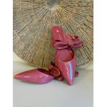 Mule Flat Knot Couro Verniz Rosa 