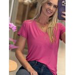 T Shirt Youbasic Manga Curta Com Gola V Nova Iorque Rosa