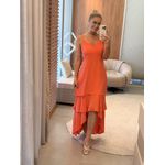 Vestido Lez a Lez Longo De Alças Com Babados Salmão 1911