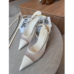Scarpin Slingback Carrano Tela Charm Couro Verniz Bege 0410