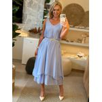 Vestido Regata MS Em Seda Fluído Midi Azul Claro 2412