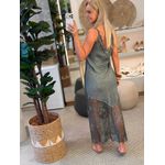 Vestido MS Slip Dress Com Alças Em Renda Verde Militar 