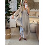 Conjunto De Vestido E Cardigan Em Seda Longo Cinza 2412