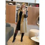 Sobretudo Lez a Lez De Mangas Longas Com Faixa Bege/Marrom 0403