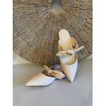 Mule Flat Knot Couro Verniz Off White 