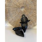 Mule Flat Knot Couro Verniz Preto