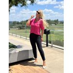 Camisa V Com Bolso Em Linho 100% Italiano Rosa Pink Bianca 