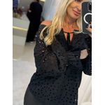 Blusa Maria.Valentina Solta Decote V Manga Longa Preto