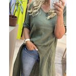 Blusa Alongada De Linho 100% Italiano Verde