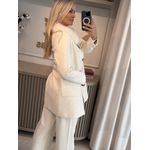 Casaco Médio Vanews Em Ponto Roma Off White Mescla 