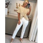 Blusa Em Algodão Com Mangas Médias E Argola Frontal Bege