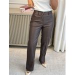 Calça Reta Em PU Marrom Chocolate 