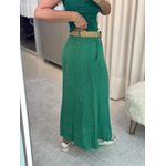 Saia Midi Com Botões Em Linho 100% Italiano Verde
