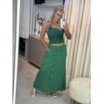 Saia Midi Com Botões Em Linho 100% Italiano Verde