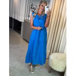 Vestido Regata Com Botão Em Linho 100% Italiano Azul Julia 1511