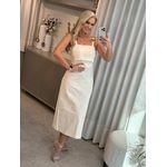 Vestido Maria.Valentina Midi Decote Reto Detalhe Alça Off White
