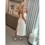 Vestido Maria.Valentina Midi Decote Reto Detalhe Alça Off White