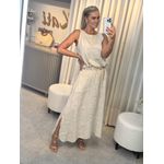 Conjunto De Regata E saia Em Linho 100% Italiano Bege