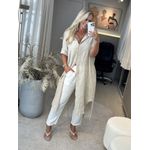 Chemise Longa Com Botões Em Linho 100% Italiano Cru 