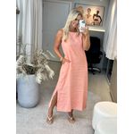 Vestido Midi Em Linho 100% Italiano Salmão