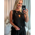 Regata Lisa Mullet De Linho 100% Italiano Preto