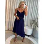 Vestido Midi Assimétrico com Strass Alças Azul