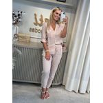 Camisa V Com Bolso Em Linho 100% Italiano Rosa 